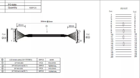 کابل کواکسیال میکرو کواکسیال 50-15000 میلی متر، کابل کواکسیال نازک 32 awg برای صفحه نمایش LCD 15.6