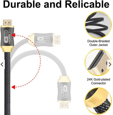 کابل Hdmi 4k 120 هرتزی Hdmi 2.1 فوق العاده پرسرعت Hdmi سیم 30awg