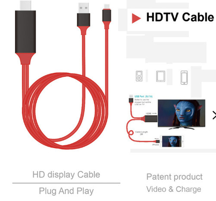 مونتاژ کابل HDMI 8 پین 2 متری کابل صوتی 1080p به Hdmi برای iPhone 13 13Plus