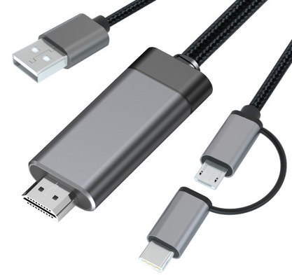 کابل 2 در 1 1080p Micro Hdmi آلومینیومی Hdmi به کابل USB C