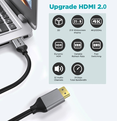 مونتاژ کابل HDMI 60 هرتزی 4k 3840x2160 فیبر نوری 15 متر